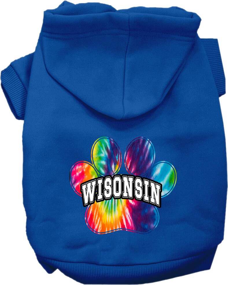 Pet Dog & Cat Screen Printed Hoodie for Medium to Large Pets (Sizes 2XL-6XL), "Wisconsin Bright Tie Dye"