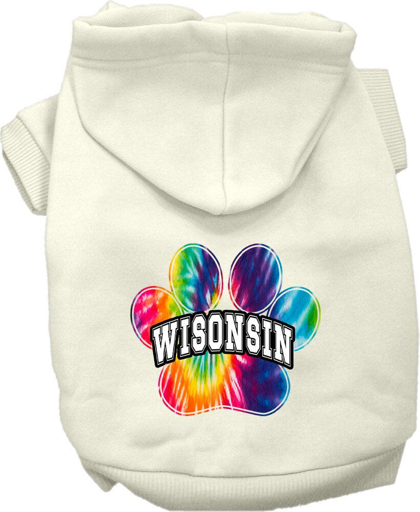 Pet Dog & Cat Screen Printed Hoodie for Medium to Large Pets (Sizes 2XL-6XL), "Wisconsin Bright Tie Dye"