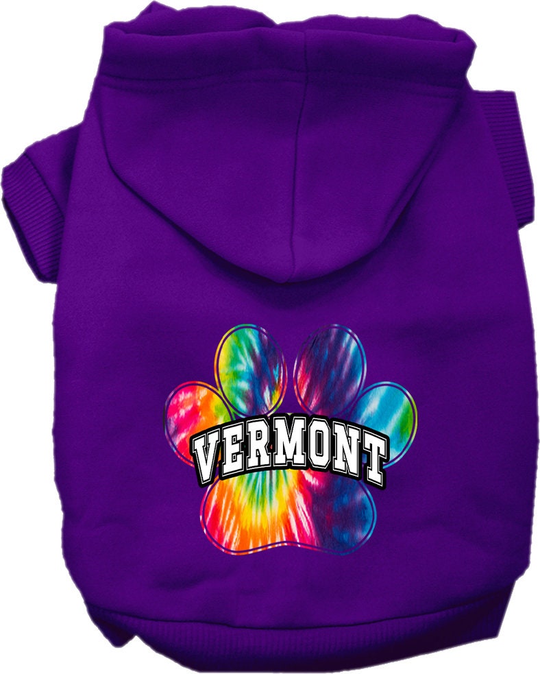 Pet Dog & Cat Screen Printed Hoodie for Medium to Large Pets (Sizes 2XL-6XL), "Vermont Bright Tie Dye"