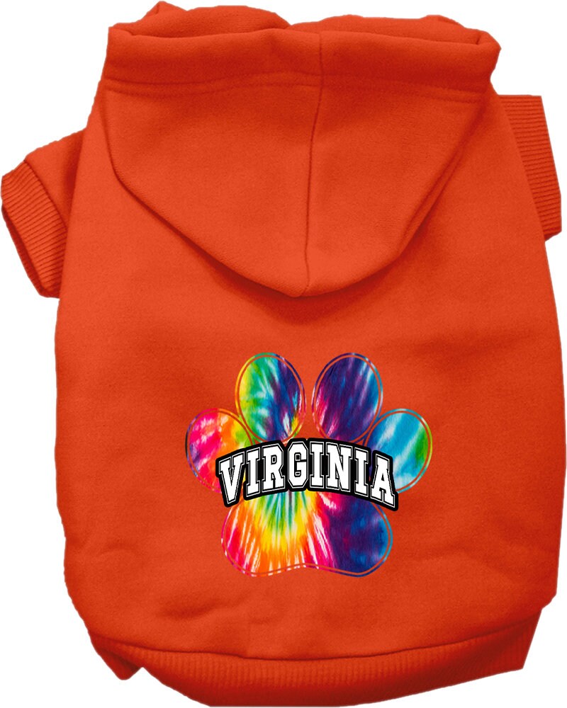 Pet Dog & Cat Screen Printed Hoodie for Medium to Large Pets (Sizes 2XL-6XL), "Virginia Bright Tie Dye"