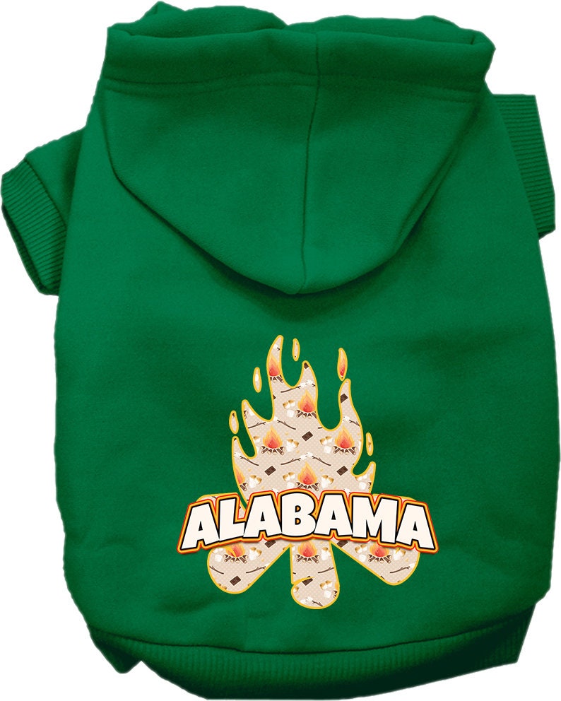 Pet Dog & Cat Screen Printed Hoodie for Small to Medium Pets (Sizes XS-XL), "Alabama Around The Campfire"