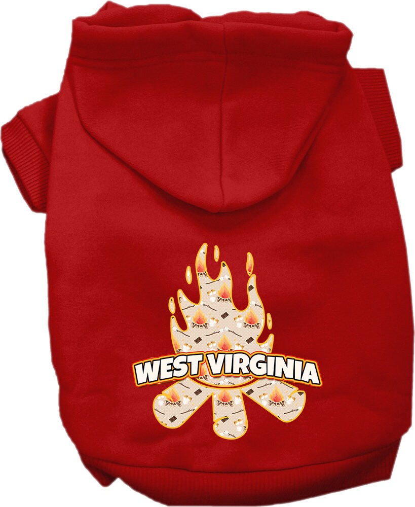 Pet Dog & Cat Screen Printed Hoodie for Medium to Large Pets (Sizes 2XL-6XL), "West Virginia Around The Campfire"