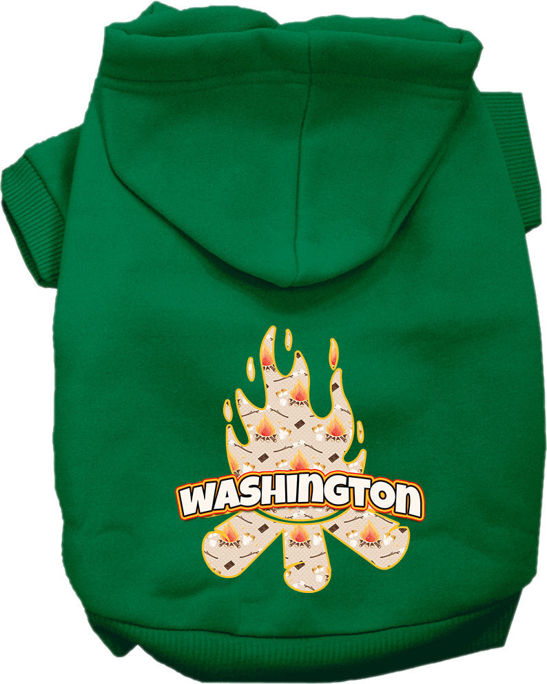 Pet Dog & Cat Screen Printed Hoodie for Medium to Large Pets (Sizes 2XL-6XL), "Washington Around The Campfire"