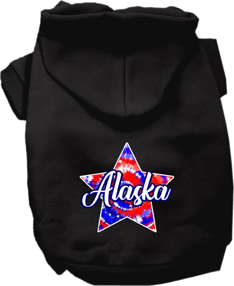 Pet Dog & Cat Screen Printed Hoodie for Small to Medium Pets (Sizes XS-XL), "Alaska Patriotic Tie Dye"