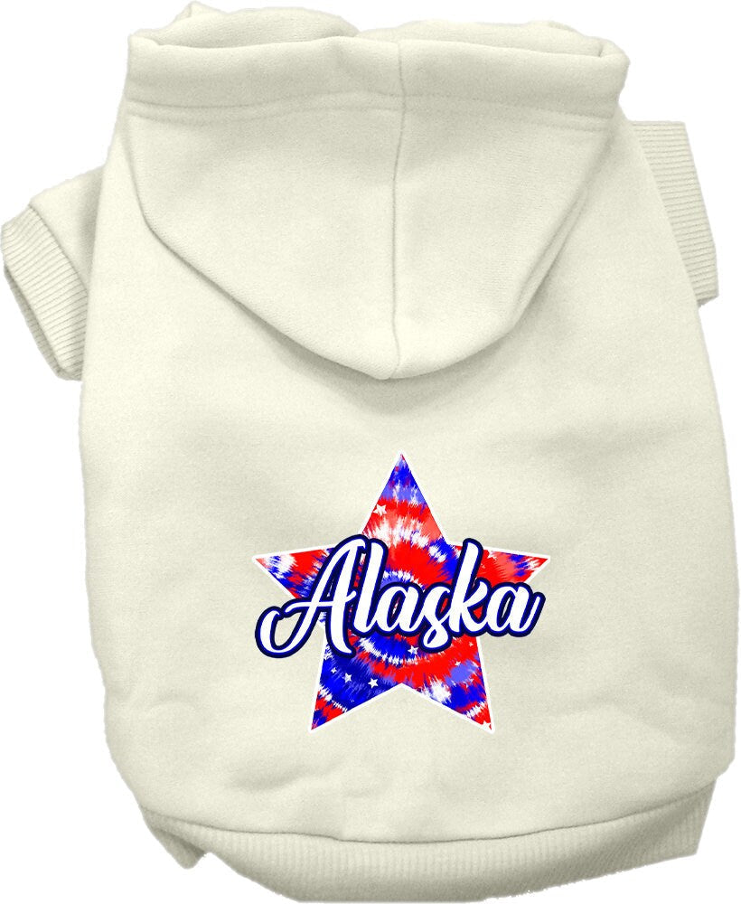 Pet Dog & Cat Screen Printed Hoodie for Small to Medium Pets (Sizes XS-XL), "Alaska Patriotic Tie Dye"