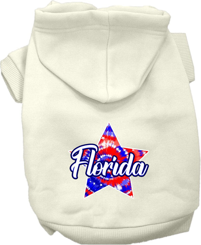 Pet Dog & Cat Screen Printed Hoodie for Small to Medium Pets (Sizes XS-XL), "Florida Patriotic Tie Dye"