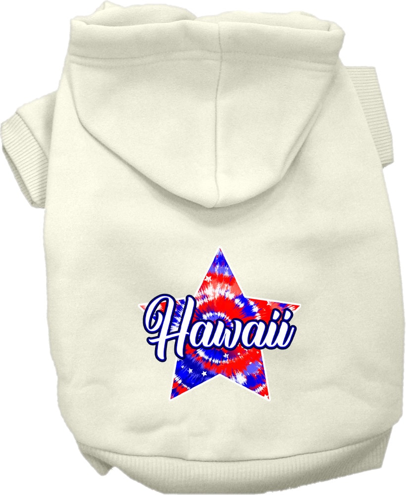 Pet Dog & Cat Screen Printed Hoodie for Medium to Large Pets (Sizes 2XL-6XL), "Hawaii Patriotic Tie Dye"