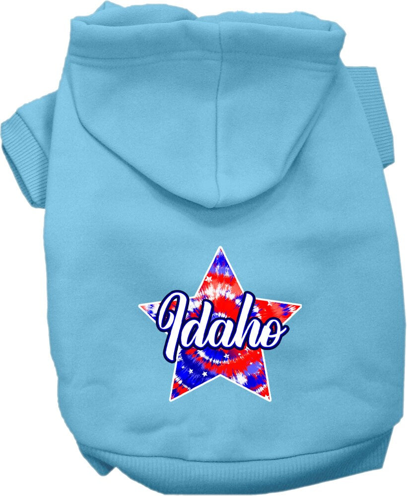 Pet Dog & Cat Screen Printed Hoodie for Medium to Large Pets (Sizes 2XL-6XL), "Idaho Patriotic Tie Dye"