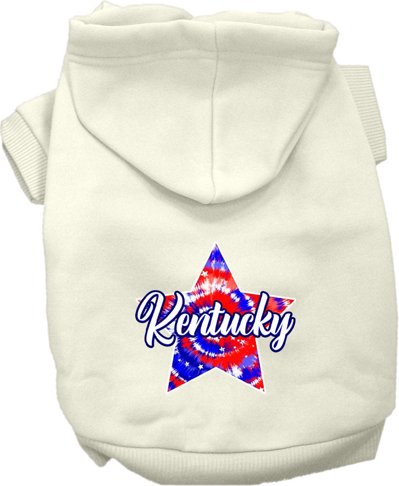 Pet Dog & Cat Screen Printed Hoodie for Small to Medium Pets (Sizes XS-XL), "Kentucky Patriotic Tie Dye"