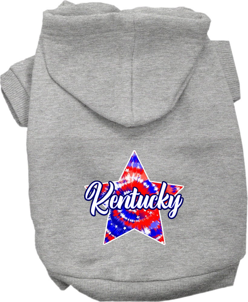 Pet Dog & Cat Screen Printed Hoodie for Small to Medium Pets (Sizes XS-XL), "Kentucky Patriotic Tie Dye"