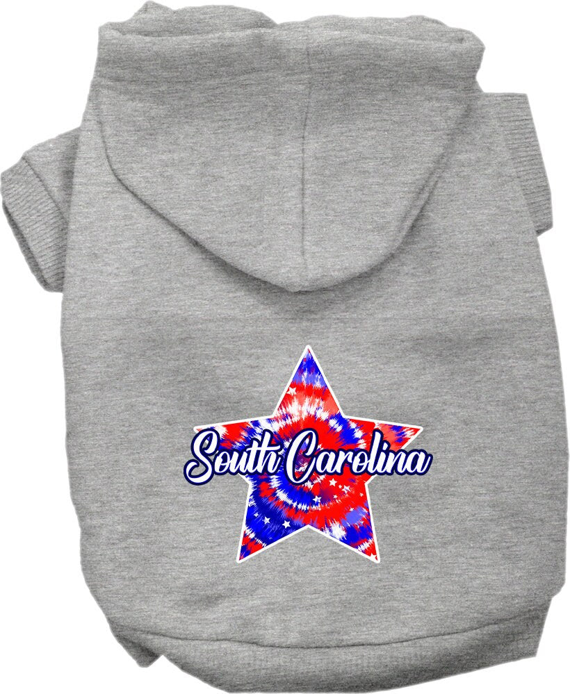 Pet Dog & Cat Screen Printed Hoodie for Medium to Large Pets (Sizes 2XL-6XL), "South Carolina Patriotic Tie Dye"