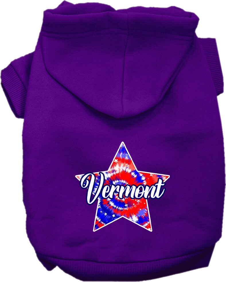 Pet Dog & Cat Screen Printed Hoodie for Medium to Large Pets (Sizes 2XL-6XL), "Vermont Patriotic Tie Dye"