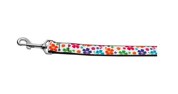 Pet Dog & Cat Nylon Collar or Leash, "Multi-Colored Hawaiian Hibiscus"