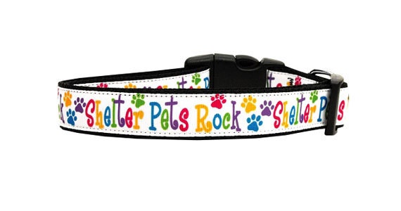 Pet Dog & Cat Nylon Collar or Leash, "Shelter Pets Rock"