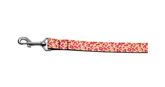 Pet Dog & Cat Nylon Collar or Leash, "Tan and Pink Leopard"