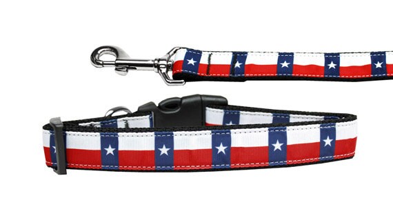 Pet Dog & Cat Nylon Collar or Leash, "Texas Flag"