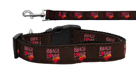 Pet Dog & Cat Nylon Collar or Leash, "Beach Lover"