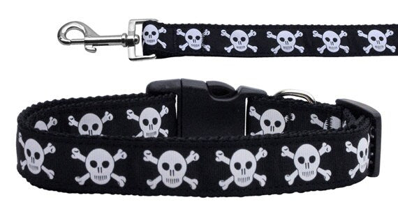 Pet Dog & Cat Nylon Collar or Leash, "Skulls"