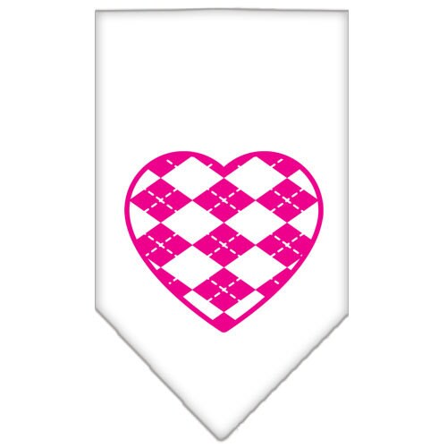 Pet and Dog Bandana Screen Printed, "Pink Argyle Heart"