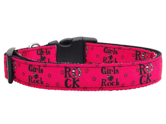 Pet Dog & Cat Nylon Collar or Leash, "Girls Rock"