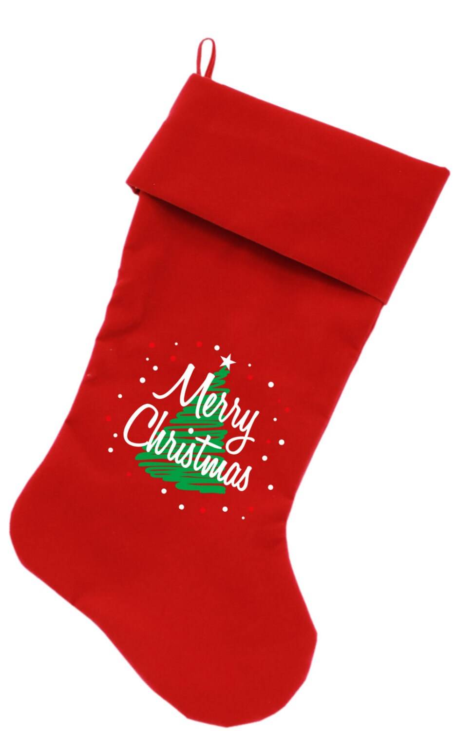 Velvet Christmas Stocking Screen Printed, "Scribble Merry Christmas"