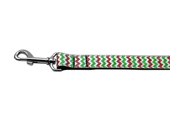 Christmas Pet Dog & Cat Nylon Collar or Leash, "Christmas Sparkle Chevron"