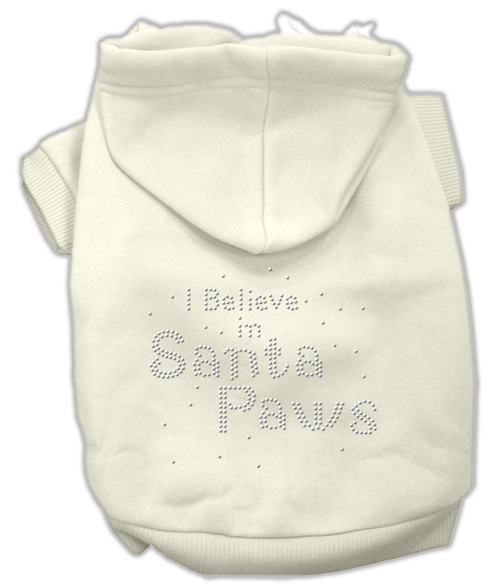 Christmas Pet Dog & Cat Hoodie Rhinestone, "I Believe In Santa Paws"