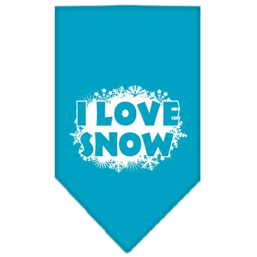 Christmas Pet and Dog Bandana Screen Printed, "I Love Snow"