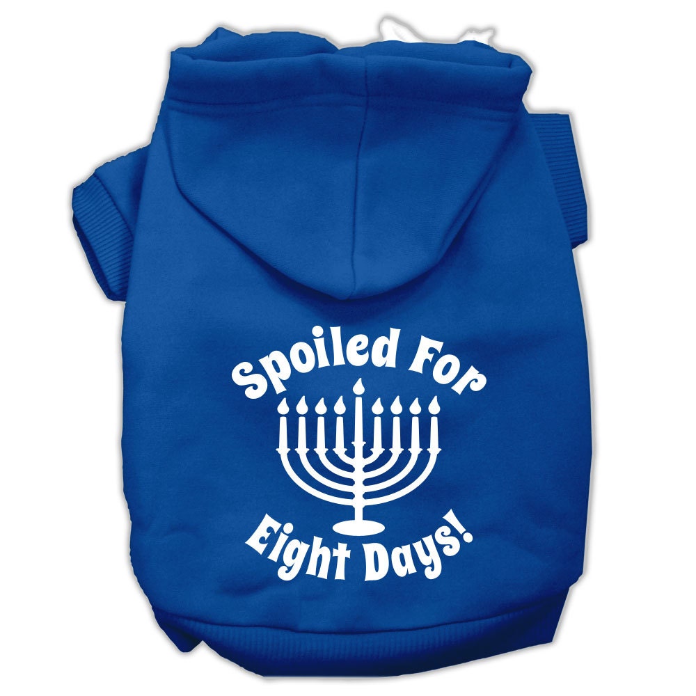 Hanukkah Pet Dog & Cat Hoodie Screen Printed, "Spoiled For Eight Days"