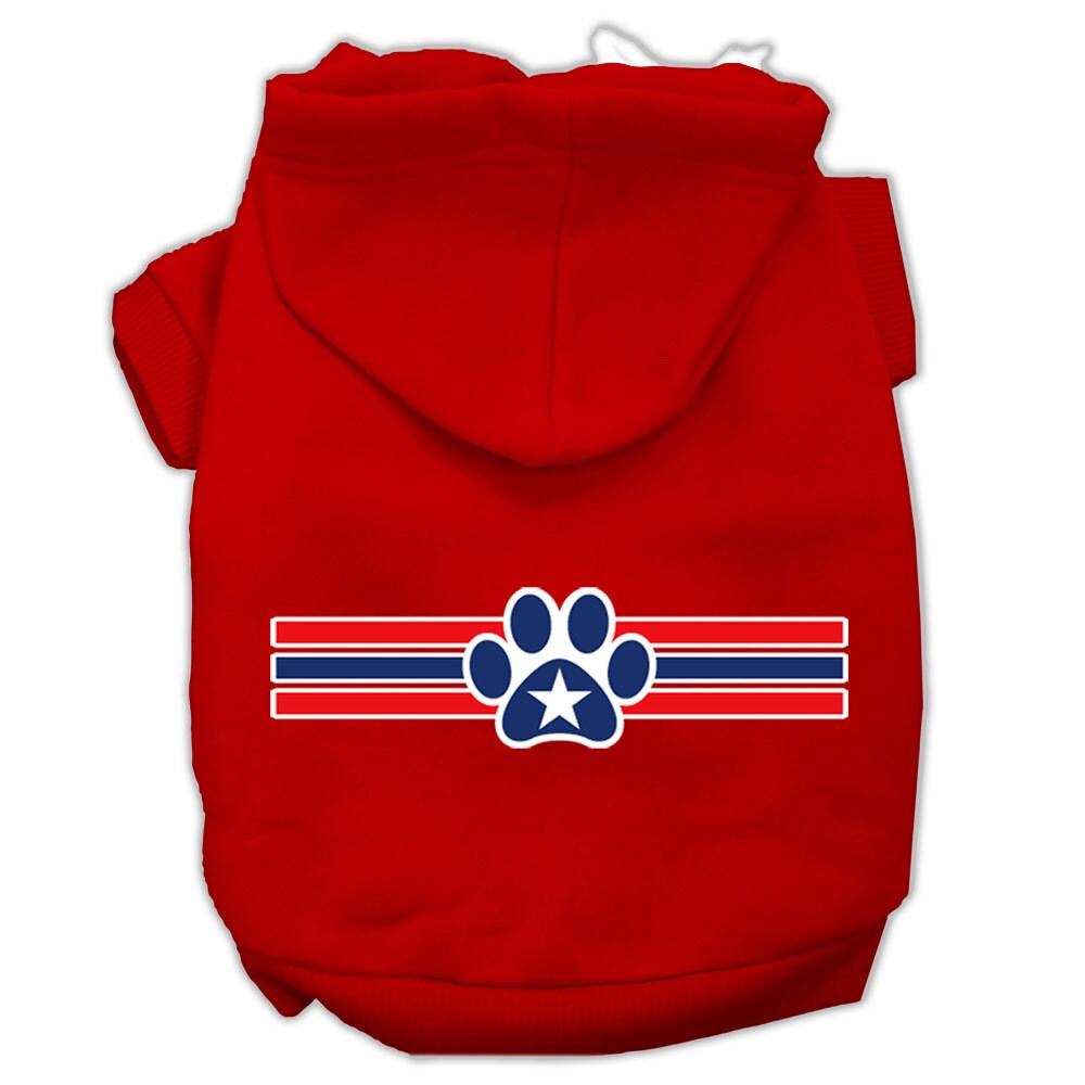 Pet Dog & Cat Hoodie Screen Printed, "Patriotic Star Paw"