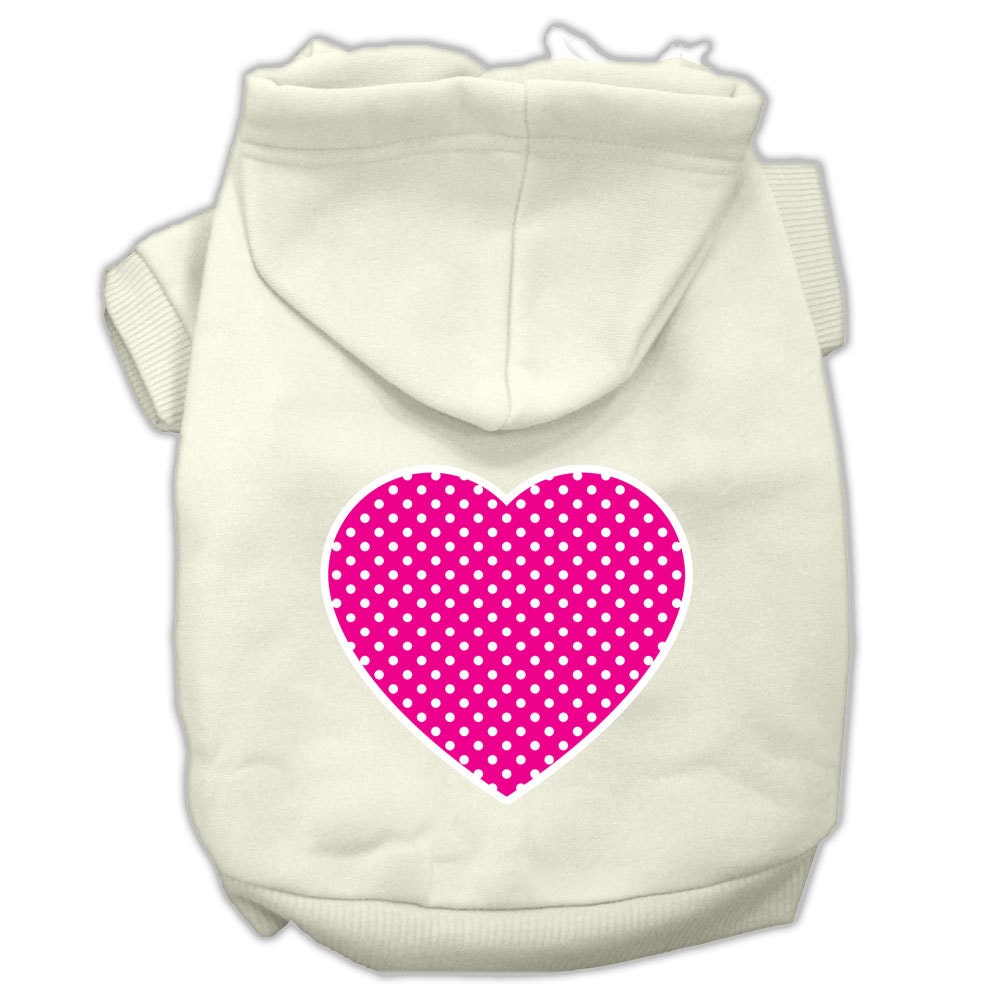 Pet Dog & Cat Hoodie Screen Printed, "Pink Swiss Dots Heart"