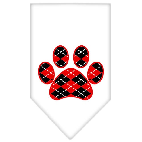 Pet and Dog Bandana Screen Printed, "Red Argyle Paw"