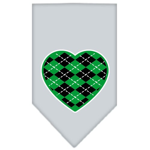 Pet and Dog Bandana Screen Printed, "Green Argyle Heart"