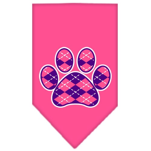 Pet and Dog Bandana Screen Printed, "Purple Argyle Paw"