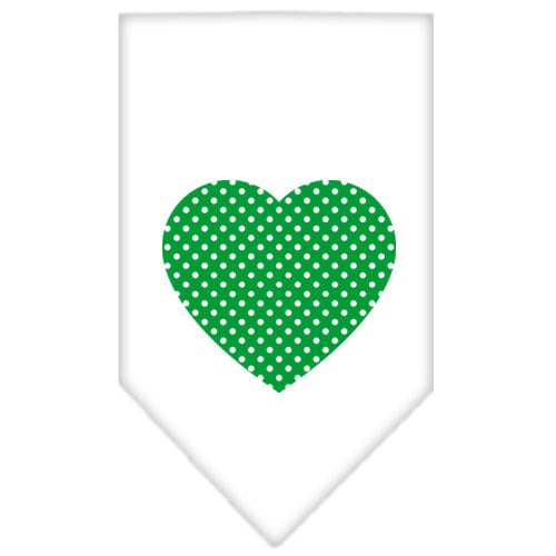 Pet and Dog Bandana Screen Printed, "Green Swiss Dot Heart"