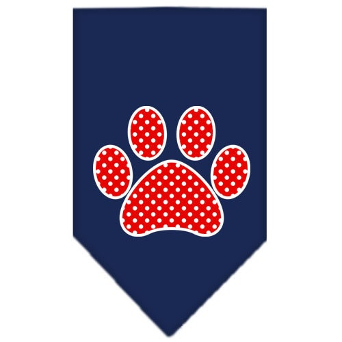 Pet and Dog Bandana Screen Printed, "Red Swiss Dot Paw"