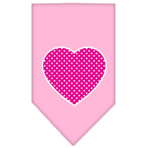 Pet and Dog Bandana Screen Printed, "Pink Swiss Dot Heart"