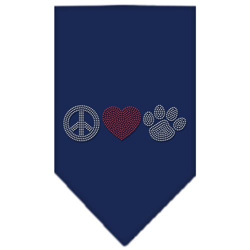 Pet and Dog Bandana Rhinestone, "Peace Love Paw"