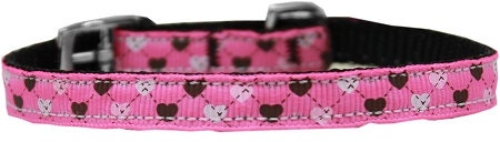 Pet Dog & Cat Nylon Collar or Leash, "Argyle Hearts"