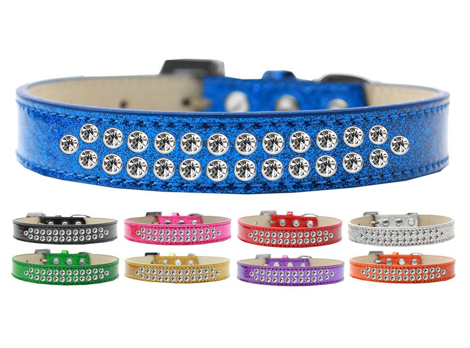 Dog, Puppy & Pet Ice Cream  Collar, "Two Row Clear Crystal Rimsets"