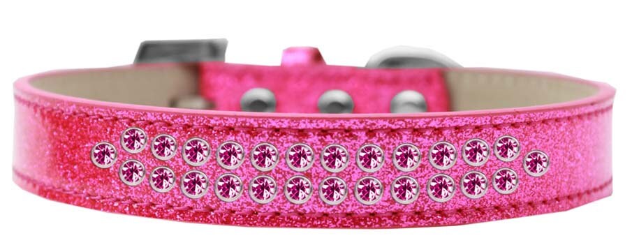 Dog, Puppy & Pet Ice Cream  Collar, "Two Row Bright Pink Crystal Rimsets"