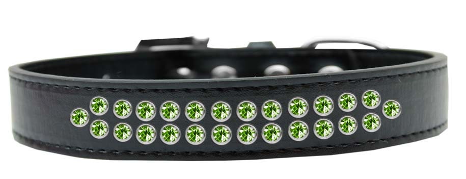 Dog, Puppy & Pet Fashion  Collar, "Two Row Lime Green Crystal Rimsets"