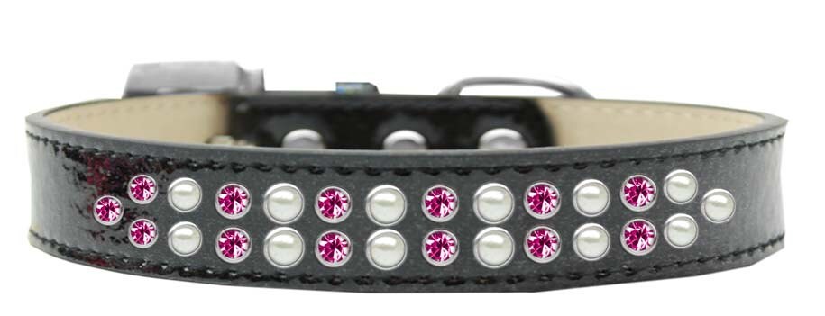 Dog, Puppy & Pet Ice Cream  Collar, "Two Row Pearl and Bright Pink Crystal Rimsets"