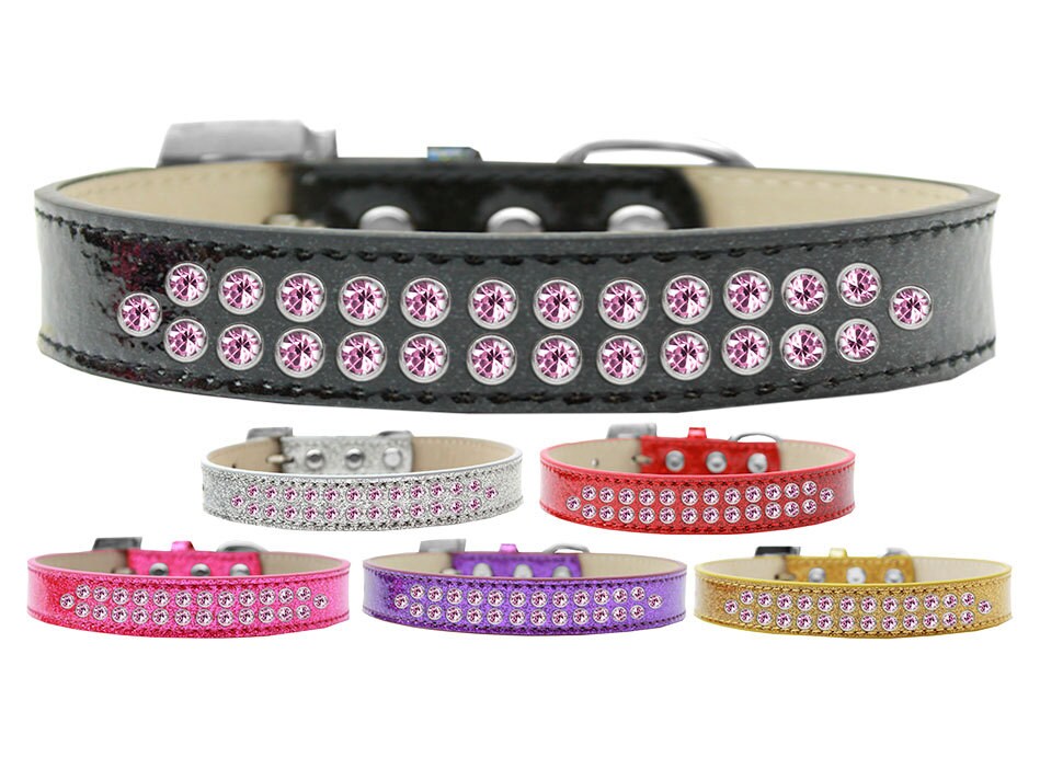 Dog, Puppy & Pet Ice Cream  Collar, "Two Row Light Pink Crystal Rimsets"