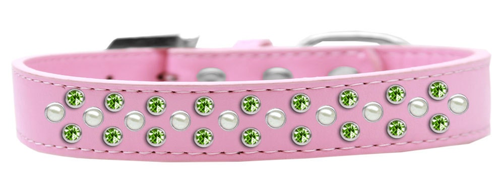 Dog, Puppy & Pet Fashion  Collar, "Pearl and Lime Green Crystal Rimsets Sprinkles"