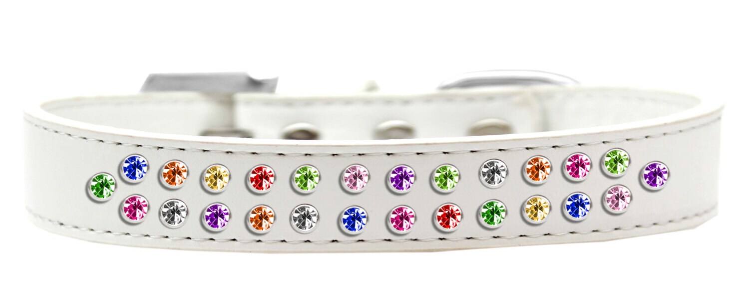 Dog, Puppy & Pet Fashion Collar, "Two Row Confetti Crystal Rimsets"