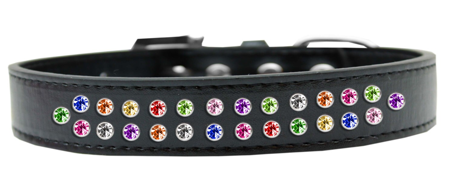 Dog, Puppy & Pet Fashion Collar, "Two Row Confetti Crystal Rimsets"