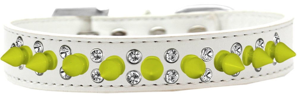 Pet and Dog Spike Collar, "Double Crystal & Yellow Spikes"