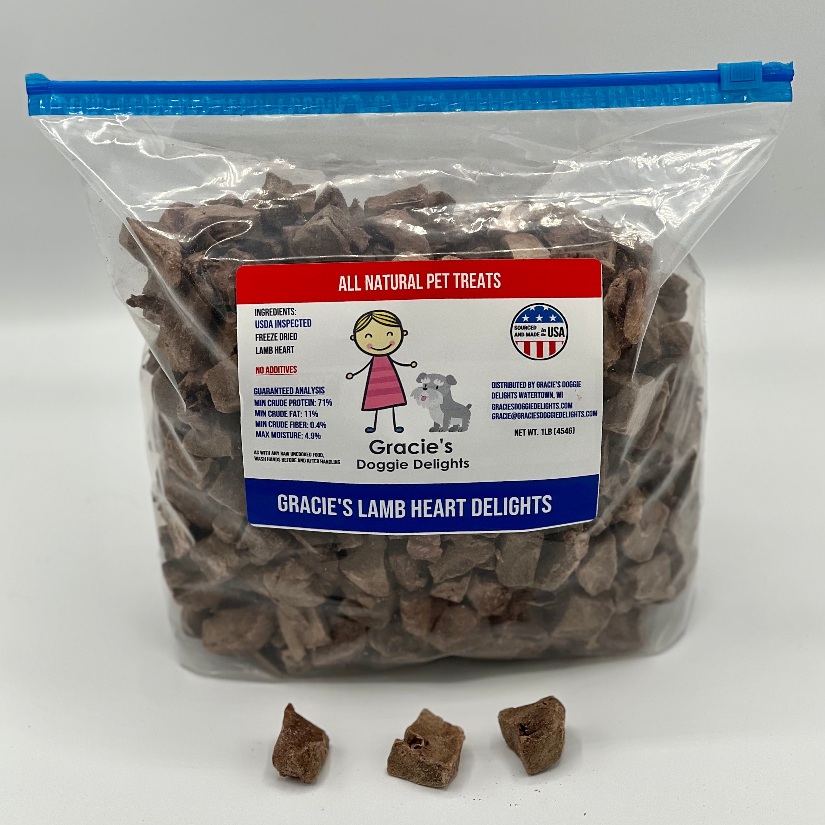 Gracie's Lamb Heart Delights Freeze Dried Dog Treats