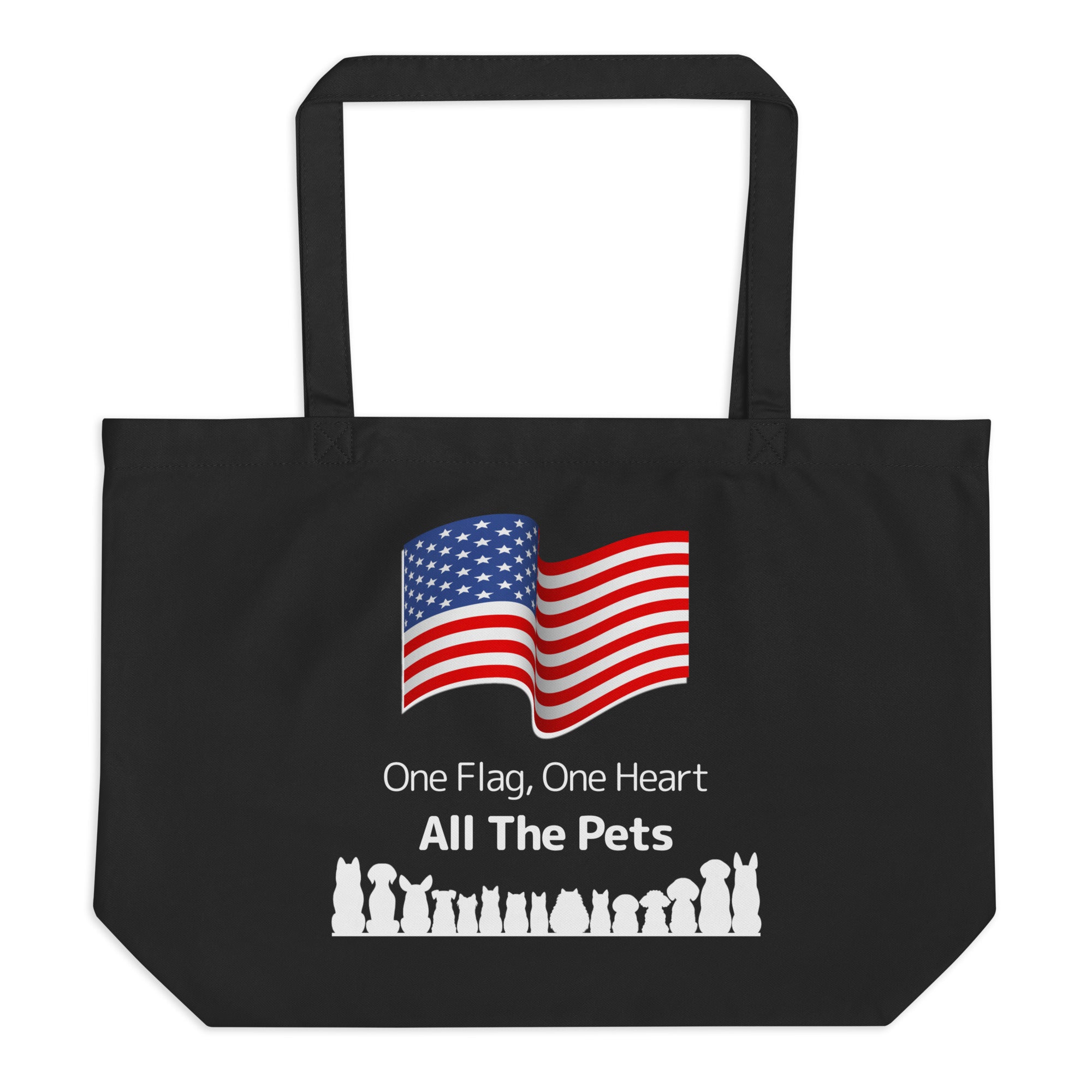 Large Black One Flag, One Heart, All the Pets Eco Tote Bag